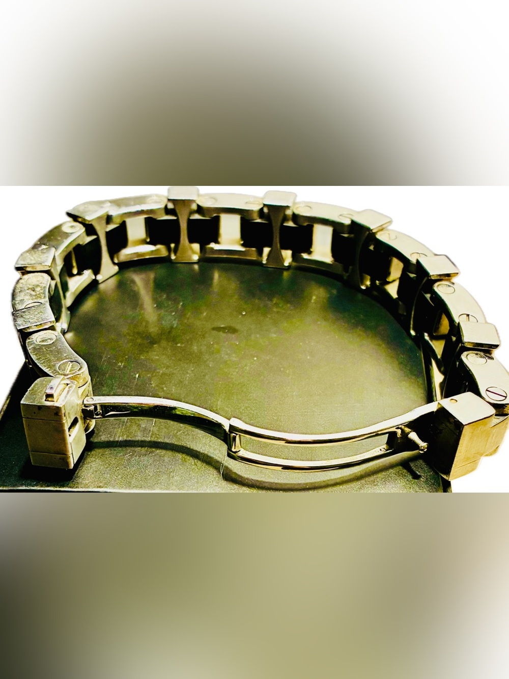 Russell Simmons Maltese Cross Link Bracelet. Stainless Steel w 1/10 CT Diamond - Picture 5 of 7